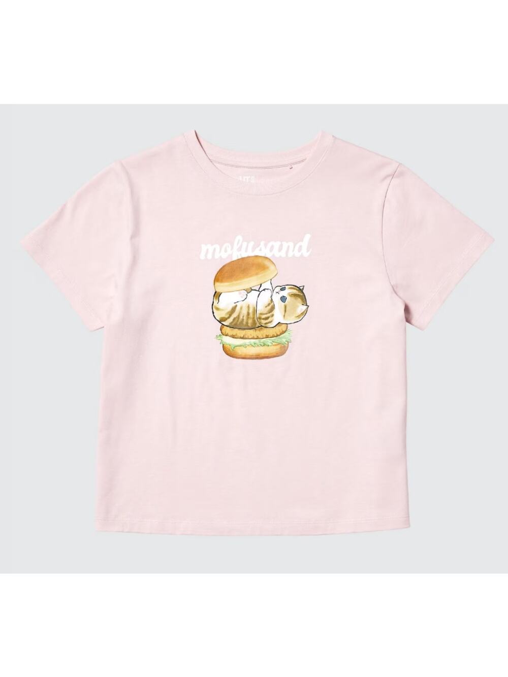 Uniqlo Mofusand Burger Sandwich UT Graphic Cropped T-Shirt in Light Pink